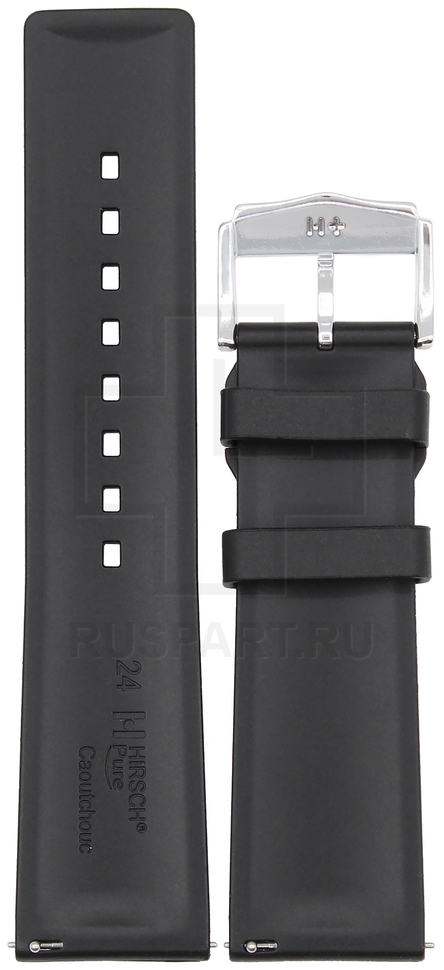 Ремешок для часов Hirsch Pure L (цвет: Черный, материал: Каучук, ширина ремешка: 24мм, ширина у застежки: 22мм, длина: L) - купить в интернет-магазине Watchband.ru.