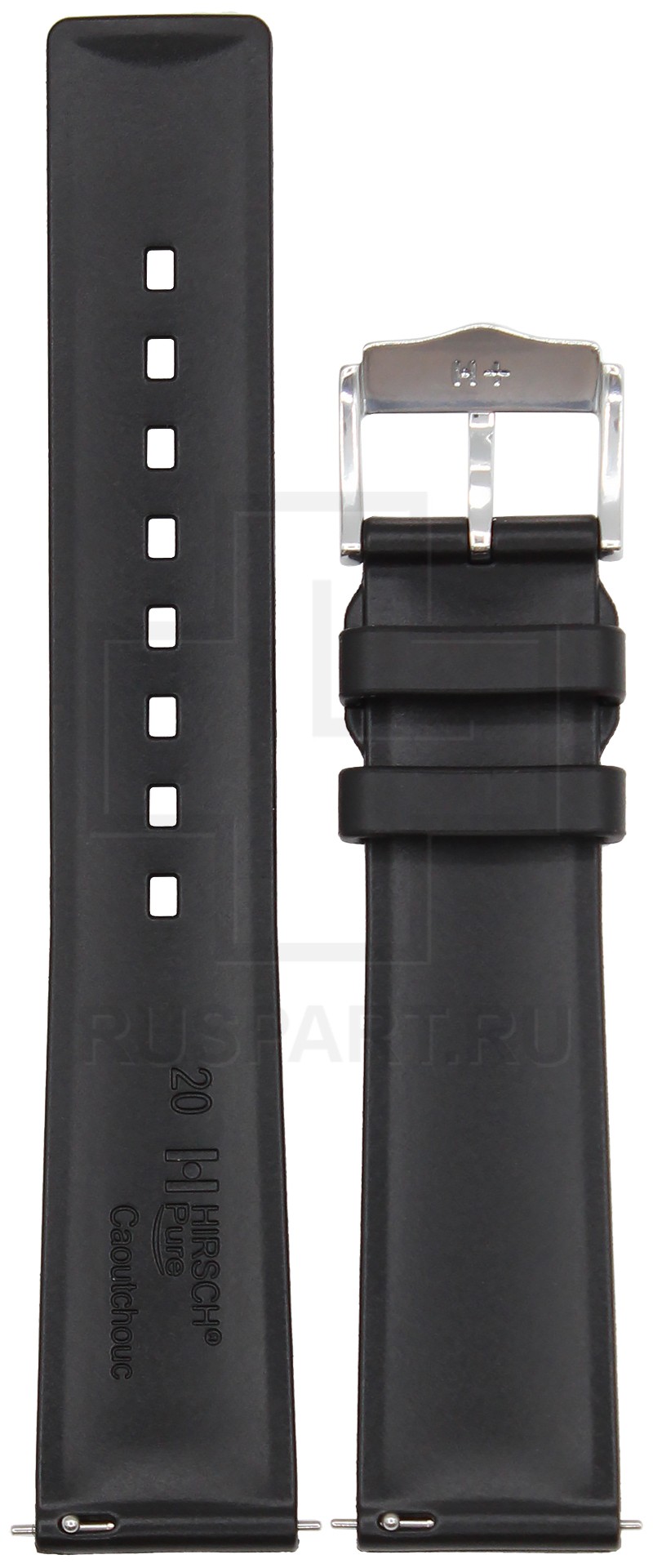 Ремешок для часов Hirsch Pure L (цвет: Черный, материал: Каучук, ширина ремешка: 20мм, ширина у застежки: 18мм, длина: L) - купить в интернет-магазине Watchband.ru.