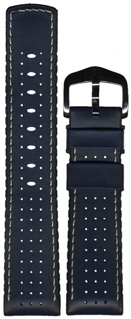 Ремешок для часов Hirsch Tiger L (цвет: Синий, материал: Кожа, каучук, ширина ремешка: 22мм, ширина у застежки: 20мм, длина: L) - купить в интернет-магазине Watchband.ru.