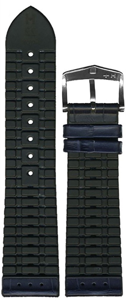 Ремешок для часов Hirsch George L (цвет: Синий, материал: Кожа, каучук, ширина ремешка: 22мм, ширина у застежки: 20мм, длина: L) - купить в интернет-магазине Watchband.ru.